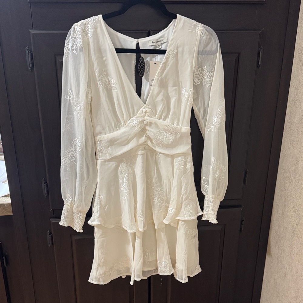 Francesca's Collections Cream Embroidered Dress
